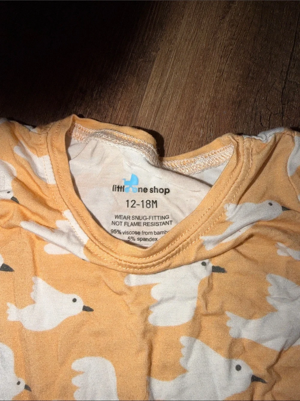 Little one shop bamboo pajamas White Seagulls with orange background 12/18 month